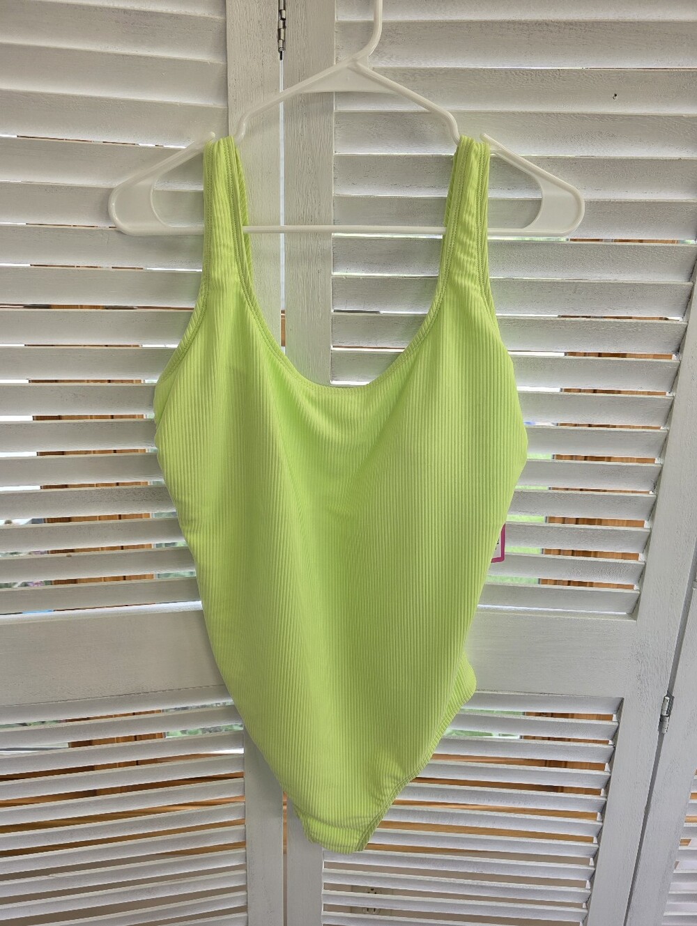 Ninety-Nine Women's Ribbed Neon Green One-Piece Swimsuit Size XL